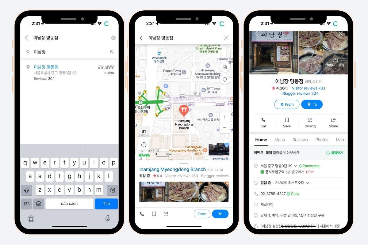 1. Cách tìm ví trí của một địa điểm trên Naver Map