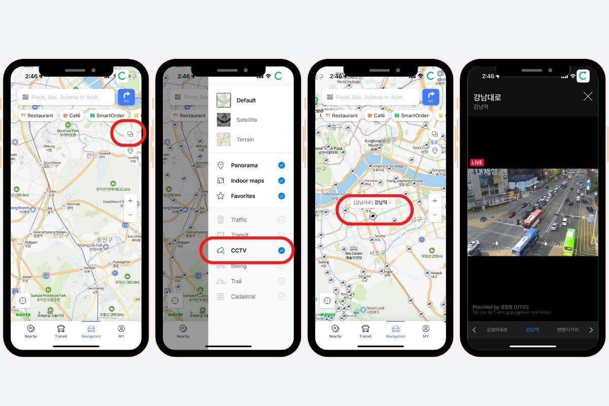 Check CCTV giao thông tại ngã tư bằng Naver Map