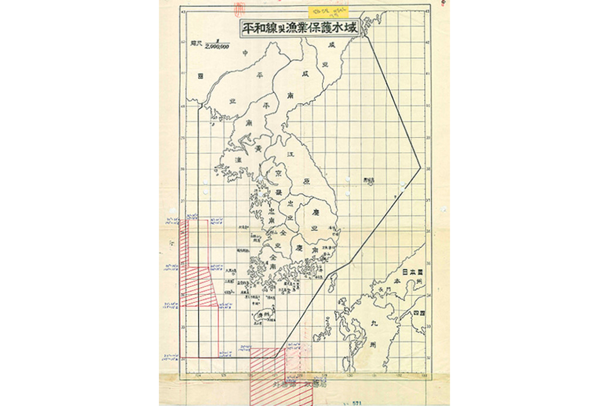1946年時期的獨島地圖來源，顯示其如何被盟軍最高司令官總司令部交由駐韓美軍政府管理。
