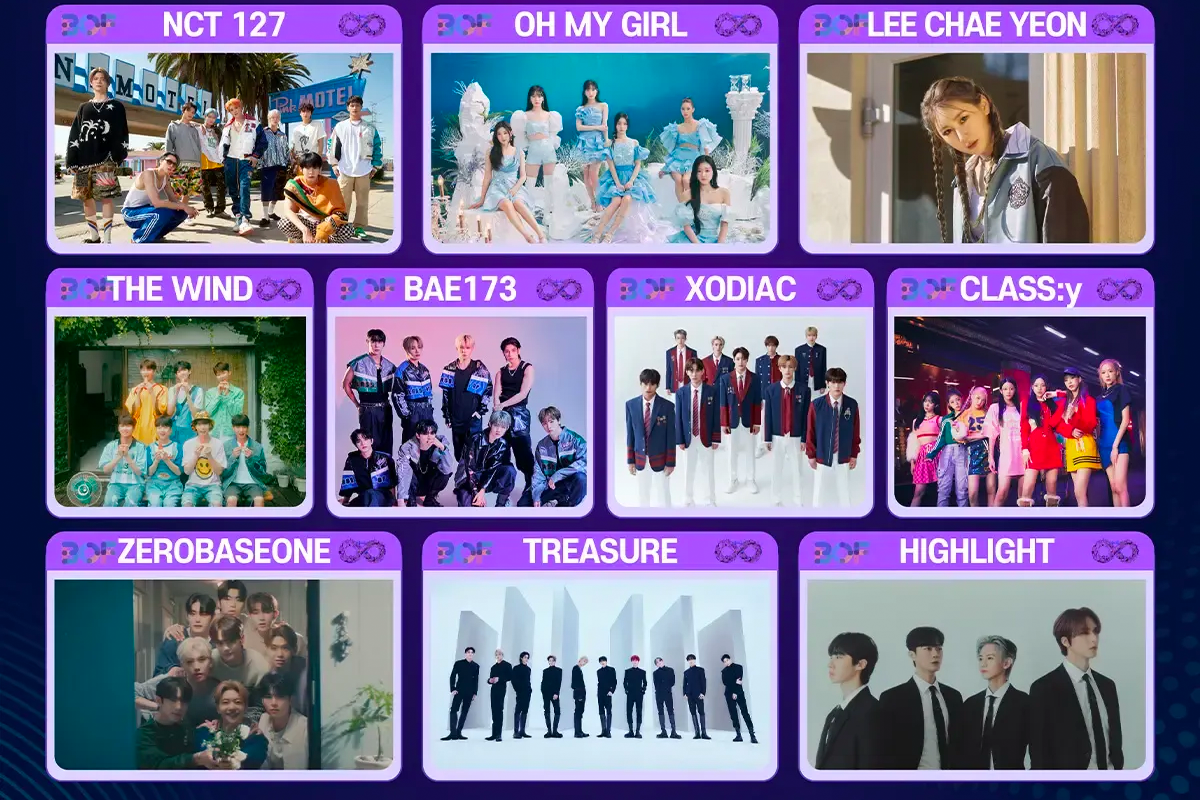 参加釜山One Asia Festival的艺人列表，包含NCT127、OH MY GIRL等