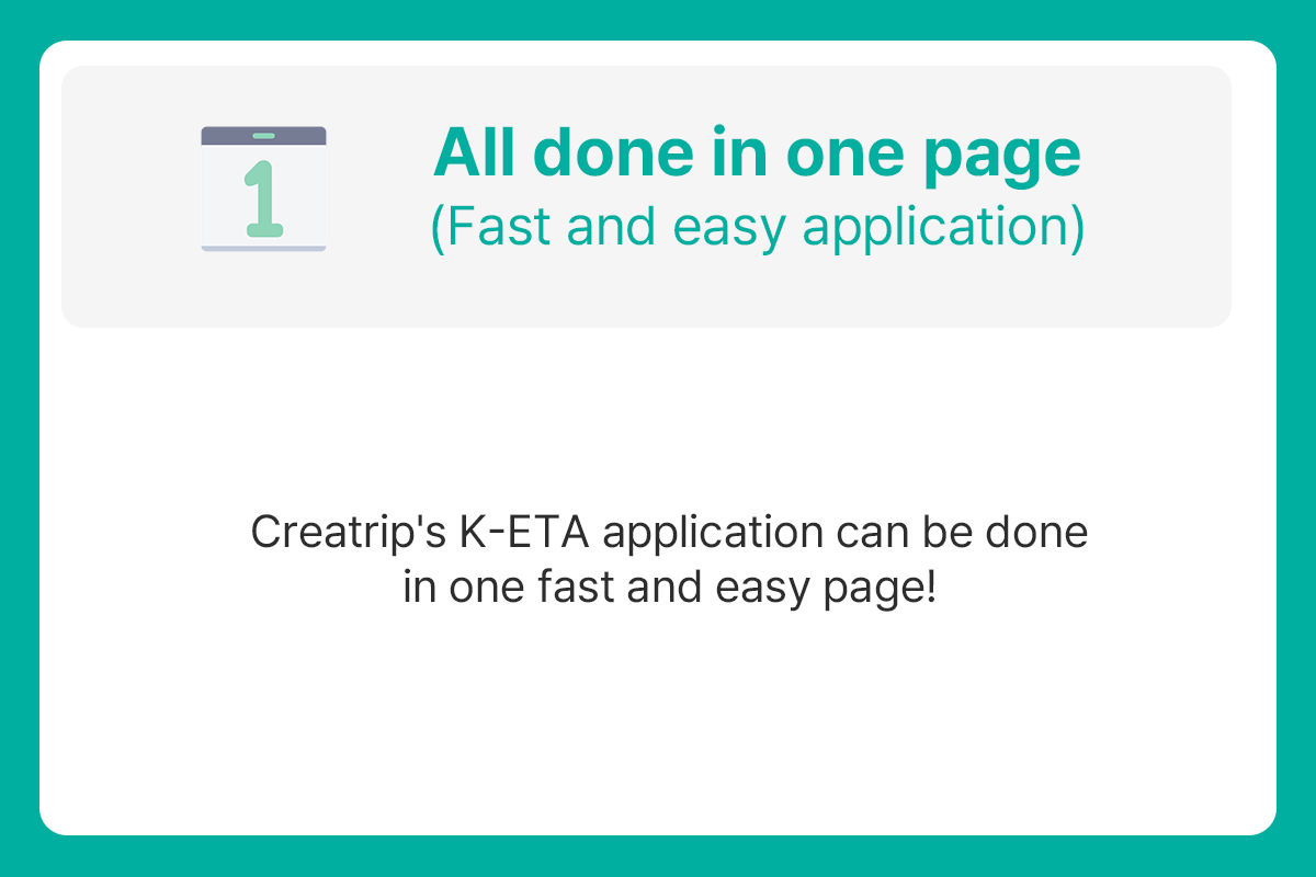 Изображение, указывающее на удобство простой одностраничной заявки на K-ETA.