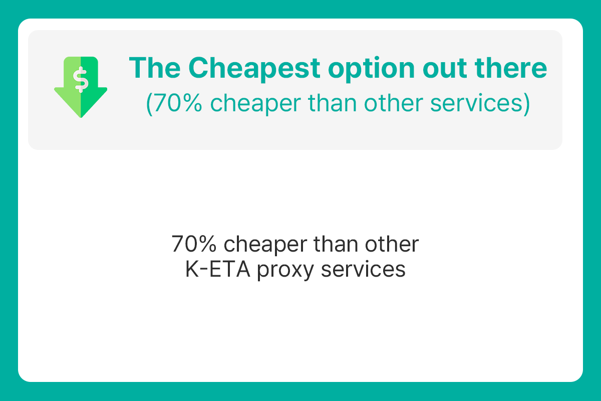 Сравнение, показывающее Creatrip как самый доступный вариант услуги K-ETA.