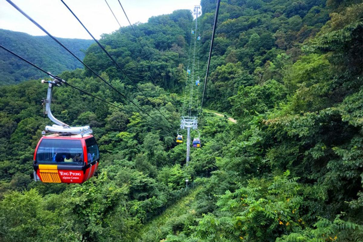 韓国地方旅行、観光地、江原道、カンウォンド、平昌、ピョンチャン、龍平リゾート、グローバル江原ウェルネスウィークツアー、発王山ケーブルカー