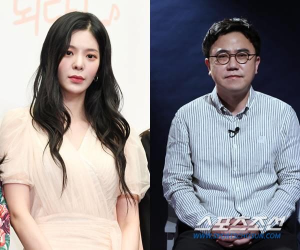 女性と男性が並んでいる写真。女性はシースルーのドレス、男性はストライプのシャツを着用している