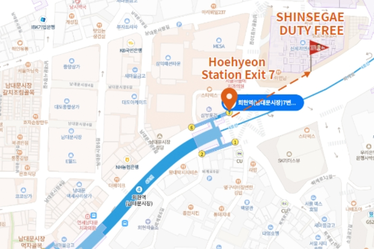 会賢駅7番出口、周辺地図、ソウル、韓国