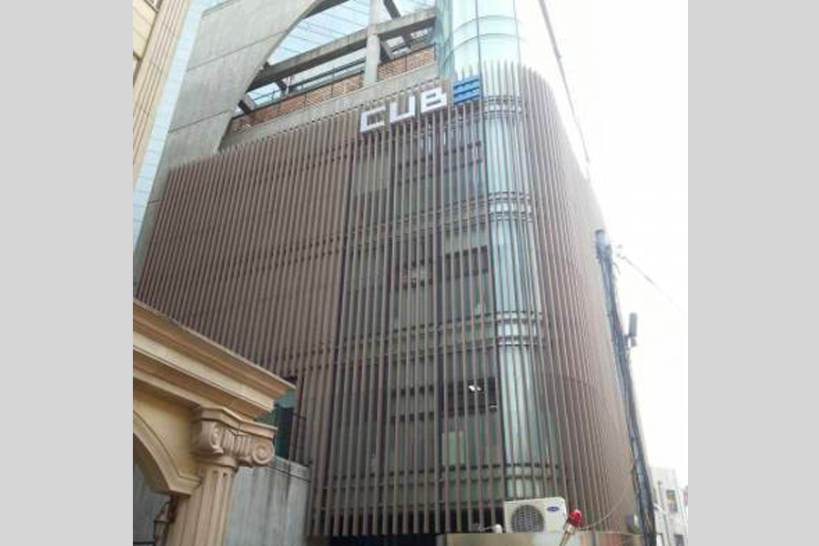 CUBE Entertainment公司樓，知名於其獨特的立面設計，是韓國流行音樂的推動力。