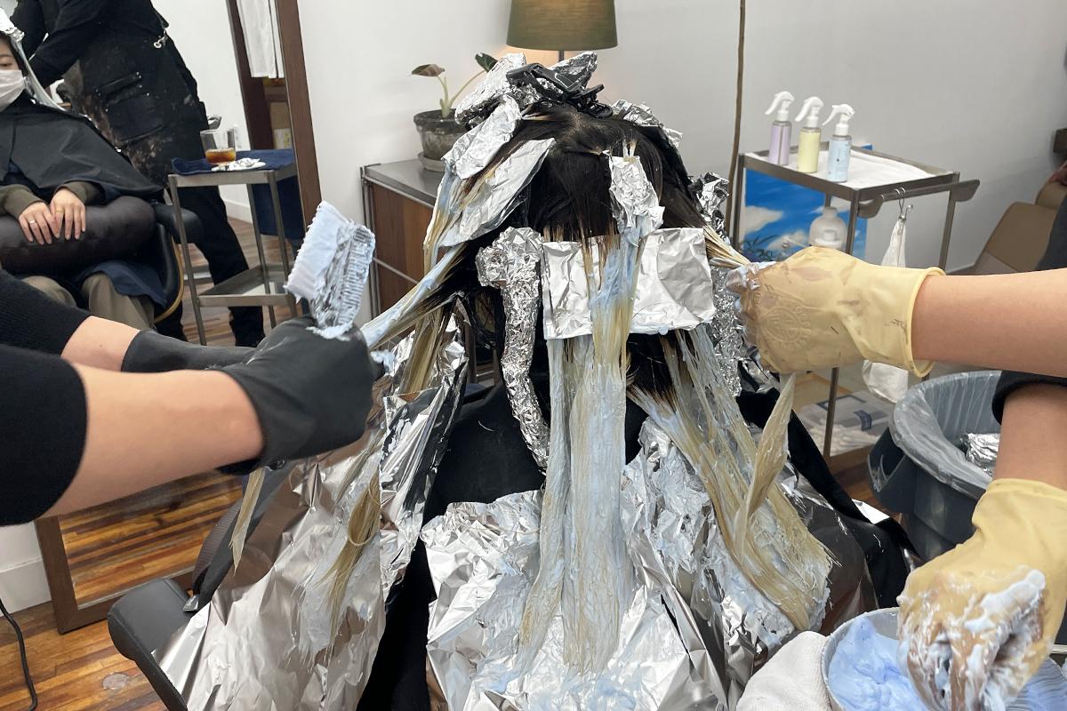 韓国ヘアサロン 龍山 mood'e ソウル 韓国美容 K-beauty オンブレ バレイヤージュ グラデーションカラー