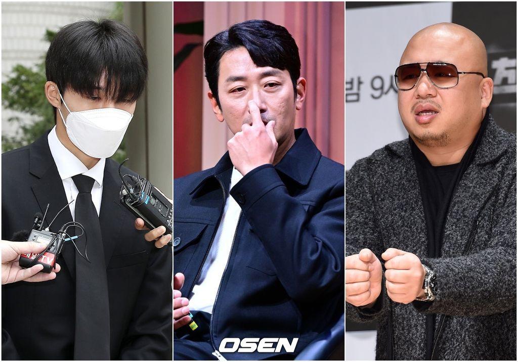 韓国の有名芸能人に対する薬物および飲酒運転に関する疑惑を報じるメディアの写真。KBSがこのような芸能人のテレビ出演を一時停止または禁止する措置を取った背景の説明に関連する画像。