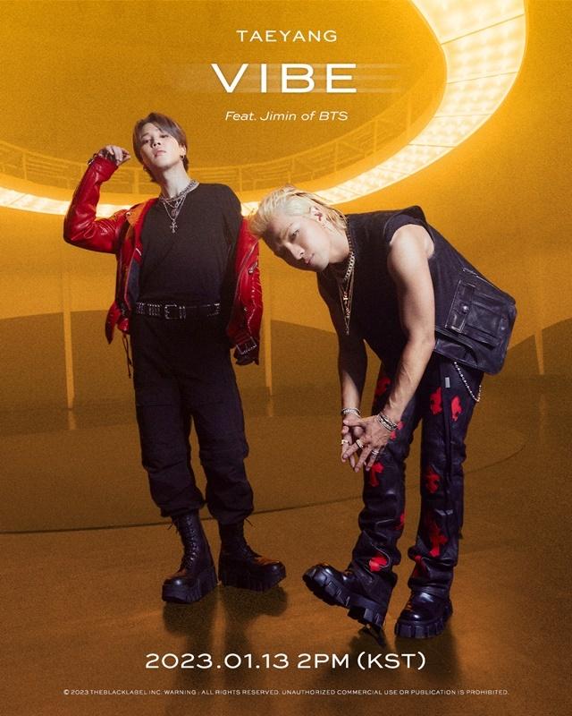 K-POPアイドル、BTSのジミンとBIGBANGのテヤンの新シングル「VIBE」の公式ティーザー画像。お互いに向かい合っている姿が印象的。