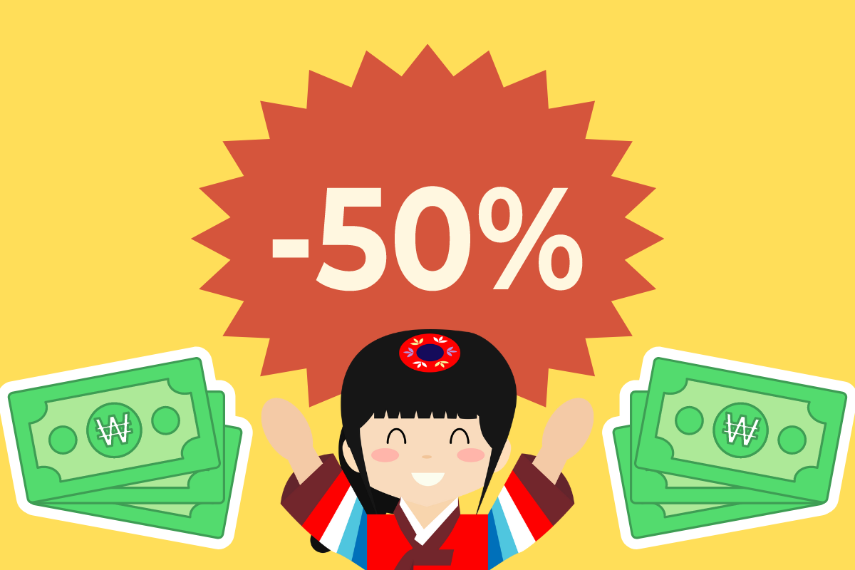 Creatrip与Money Box合作的汇率优惠宣传图,显示手续费比普通银行低50%