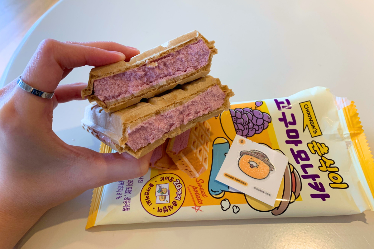 韓國便利店小食分享 春植蕃薯雪糕三文治