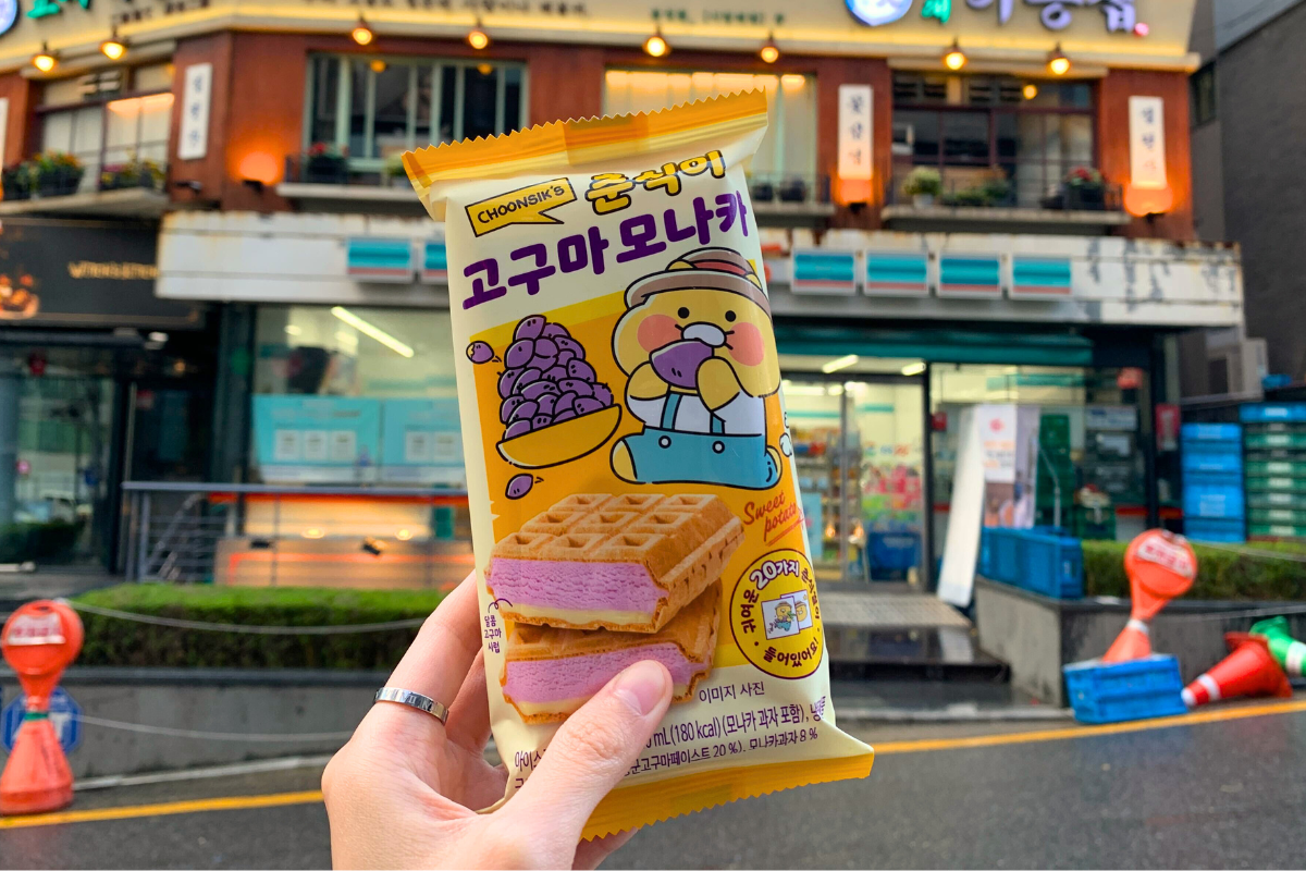 韓國便利店小食分享 春植蕃薯雪糕三文治