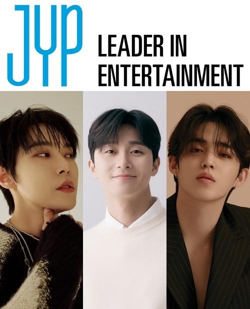 JYPエンターテインメントのロゴ、トルコ·シリア地震への寄付に参加したアーティストの集合写真