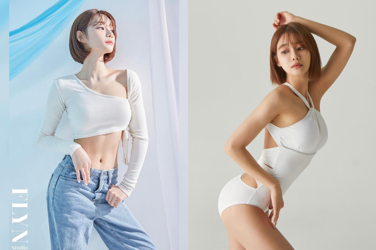 ยูนา AOA ในการถ่ายภาพโปรไฟล์ Body ที่ได้นำเสนอรูปร่างที่ได้รับจากการเล่นพิลาทิส