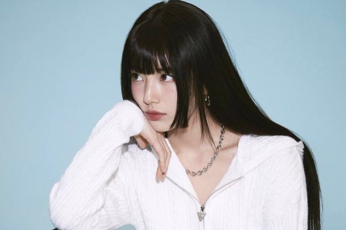 Elegant Hime Cut hairstyle with sleek sides and long layers, as styled on Korean celebrities.