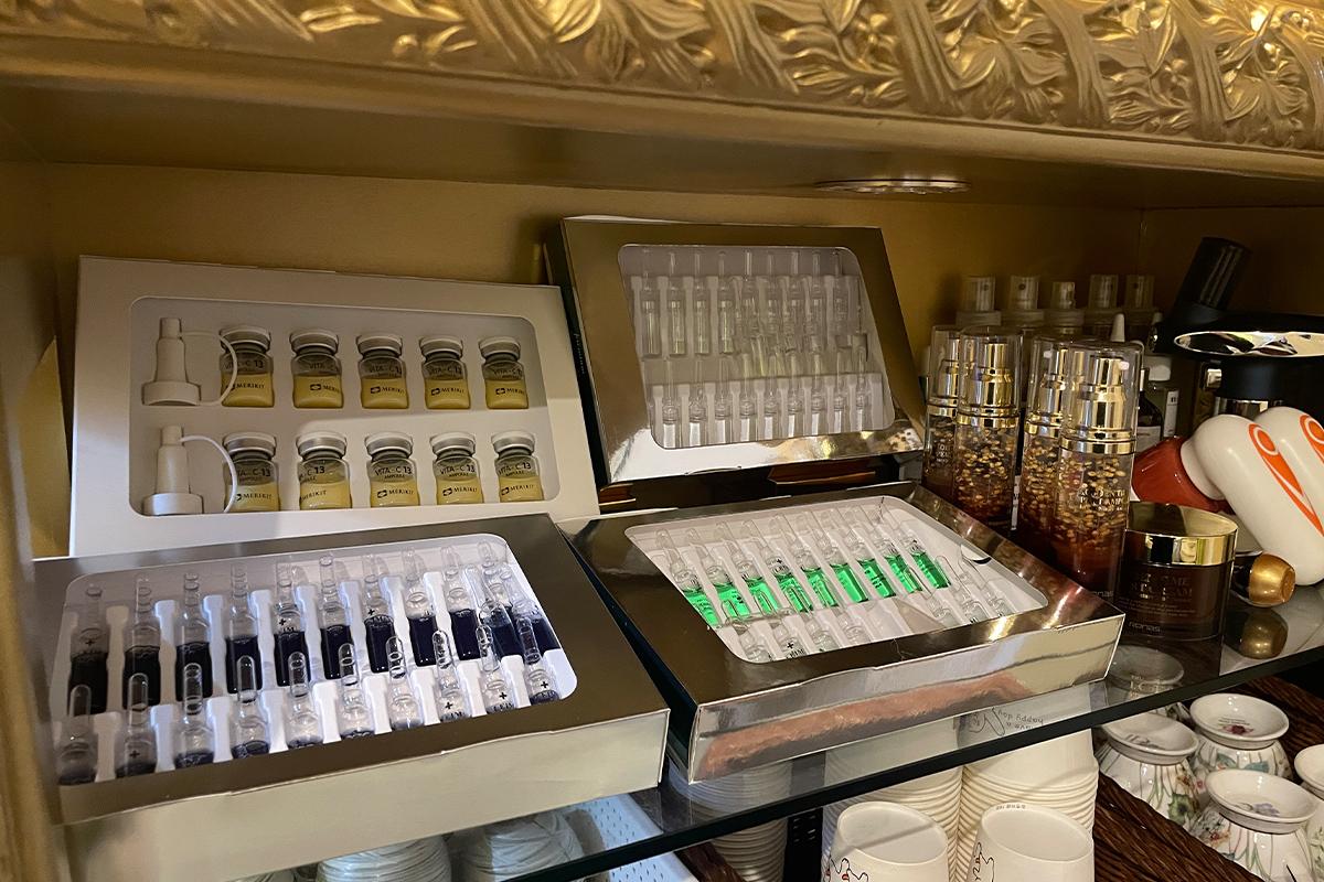 Separate massage therapy room accommodating two guests at Happy Skin Myeongdong Spa.