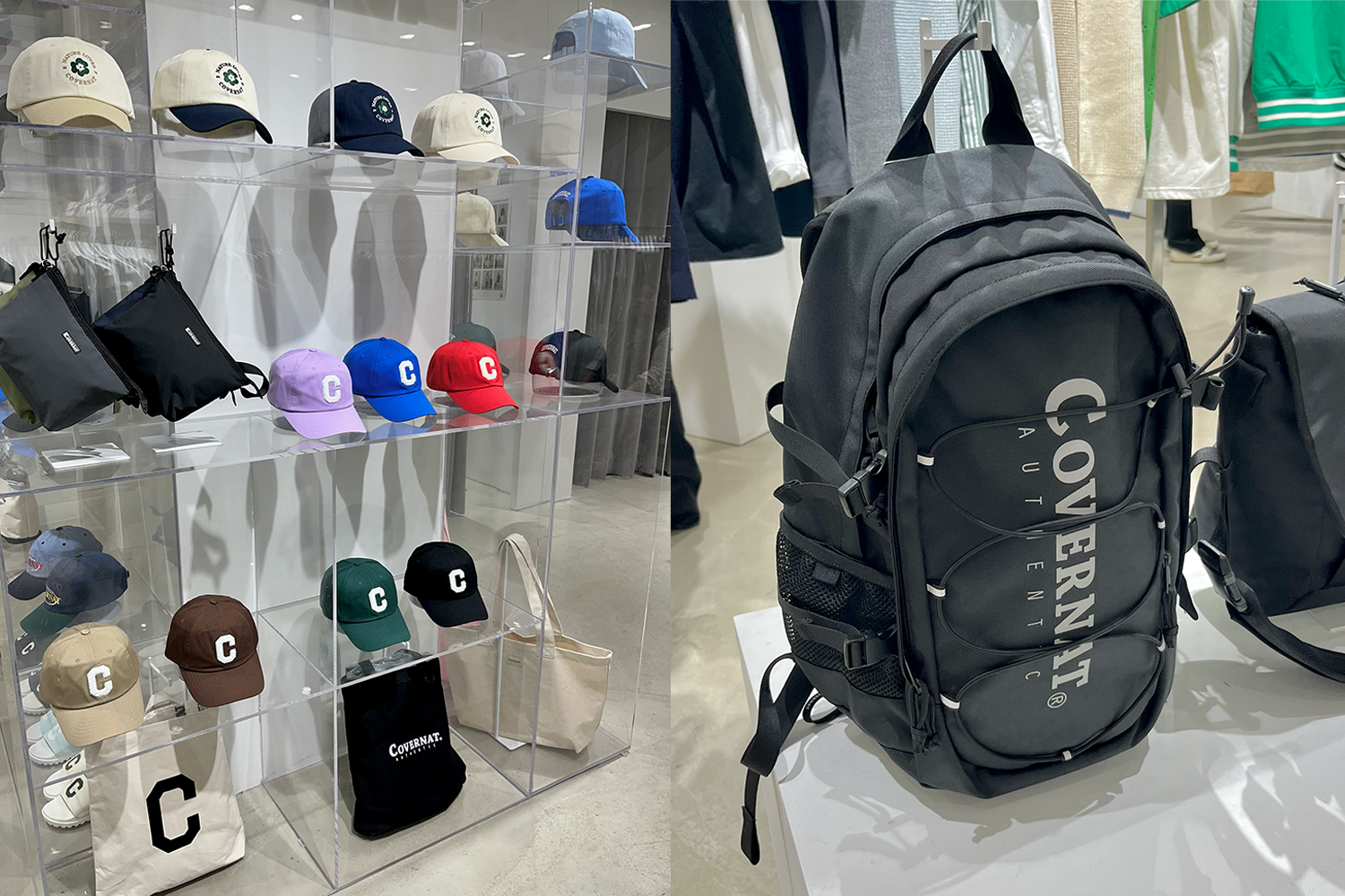 Covernat的揹包詳細展示，品牌獨特的logo印在正面，顯示出產品的精緻設計和質量。