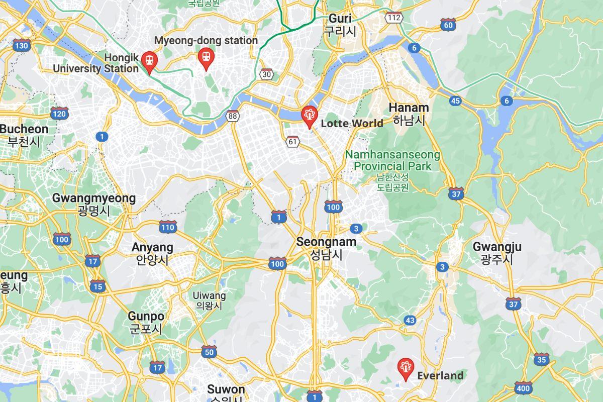 vị trị của lotte world và everland