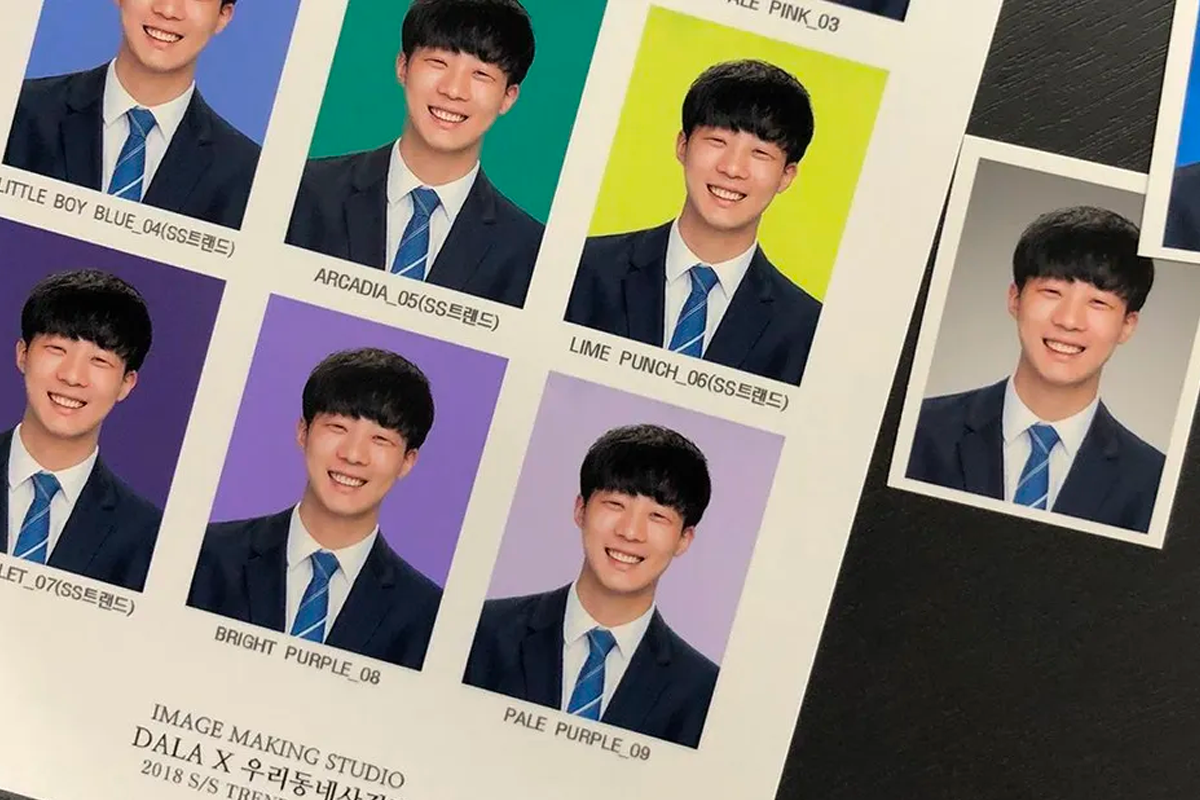 韓國證件照片樣本, 展示多種背景色選擇, 提升旅客個人形象的機會