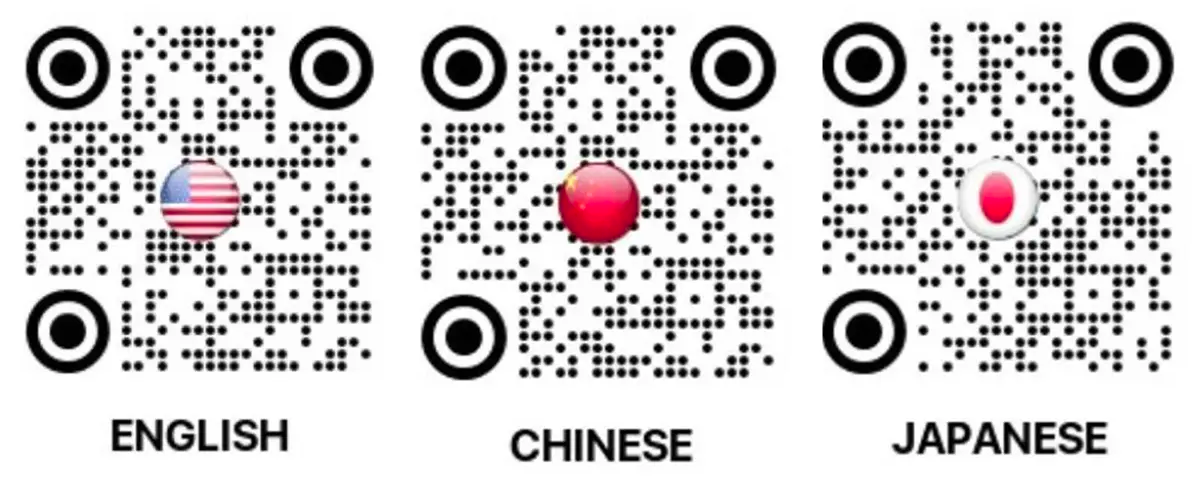 提供中文、英文、日文服務的韓國高中制服租借店的QR碼