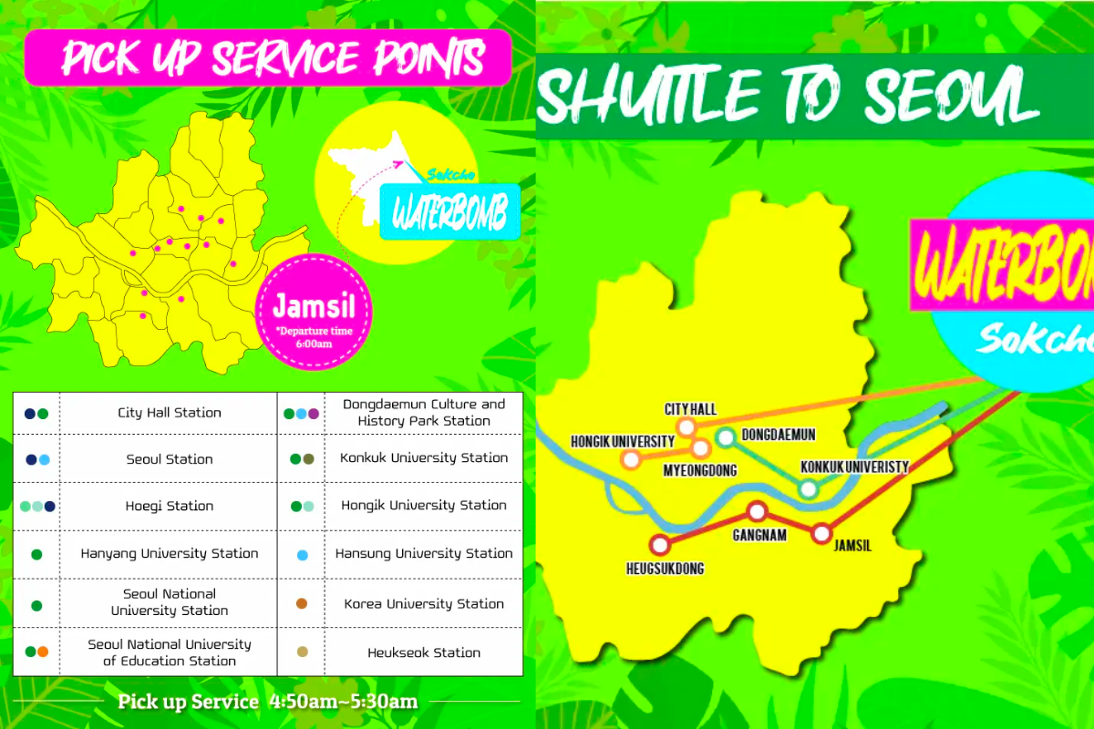 điểm đón Tour Lễ hội Water Bomb 2025 và lướt sóng tại Sokcho