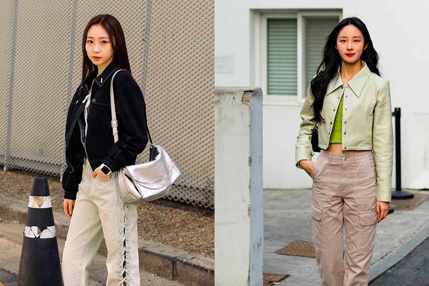 聖水地區的小眾時尚風格，模特展示了以小巧飾品為特色的清新精緻街拍風，服裝搭配雅緻有個性。