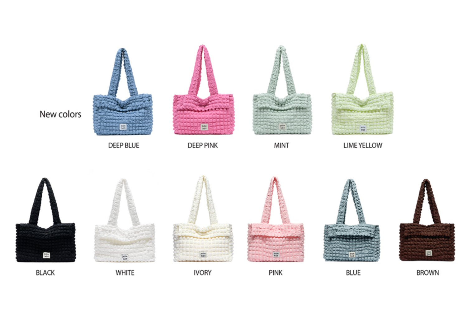 多种色彩的Jedrefeb5云朵包，包括深蓝、深粉、薄荷绿、柠檬黄等，提供多样化选择。