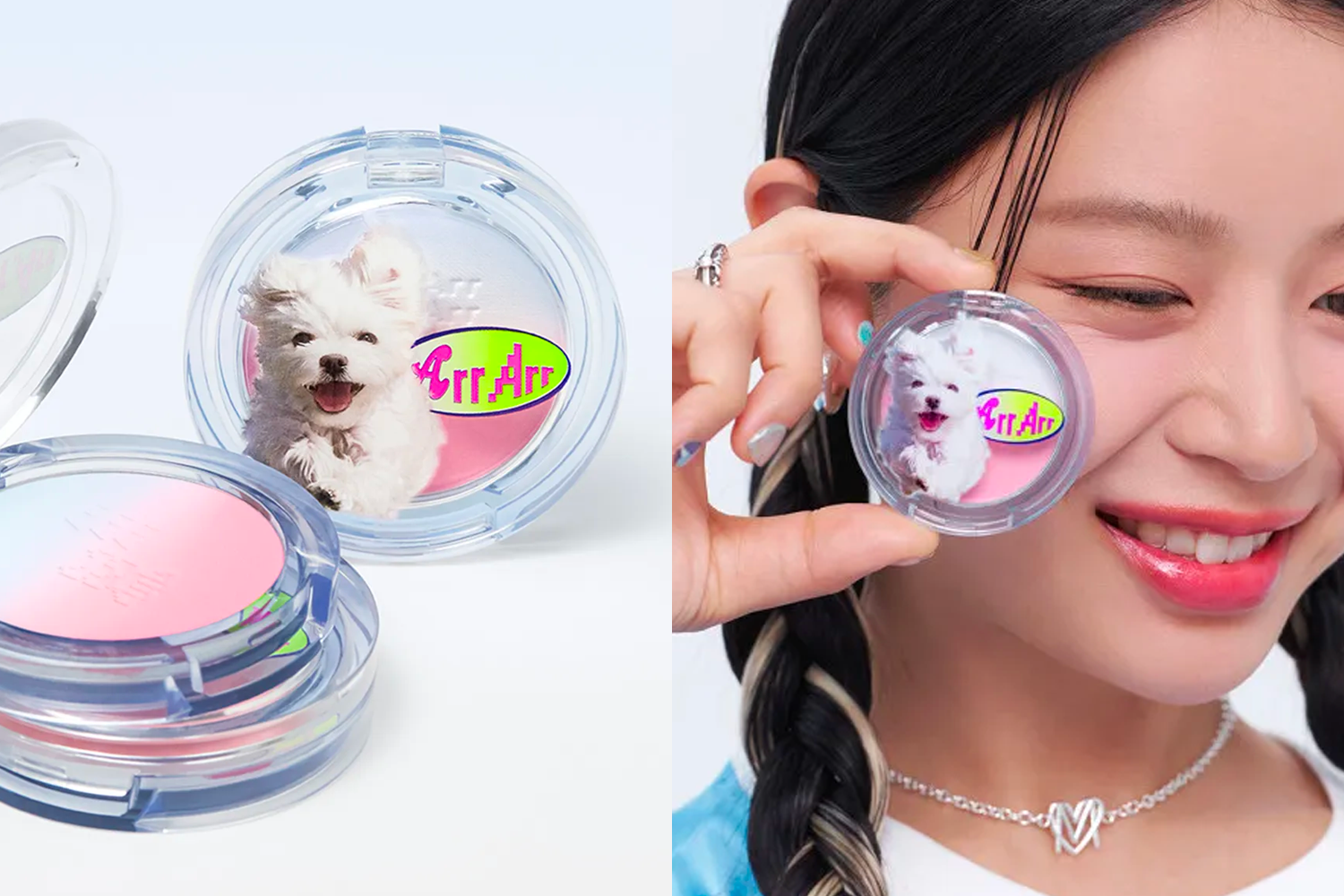 Peripera與Maltese聯名的腮紅#20，具有漸層粉色調展示及產品展示圖。