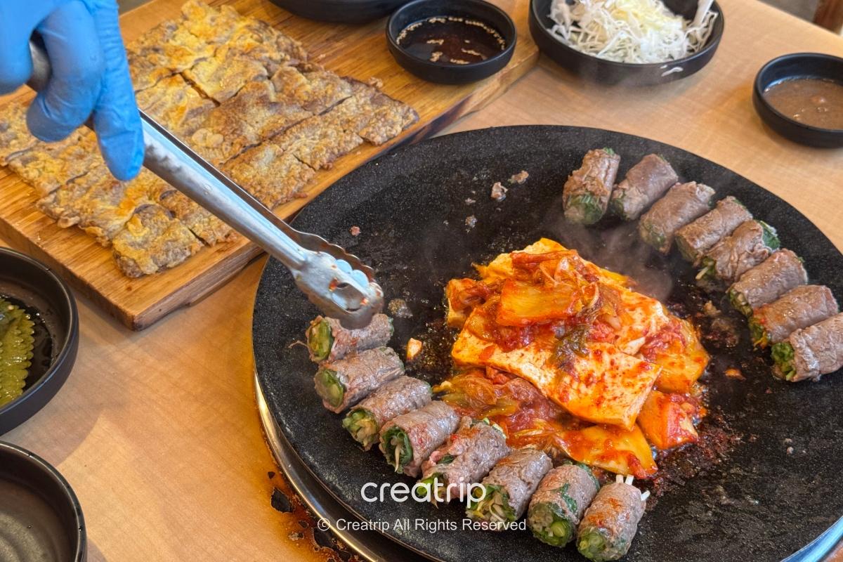 アスラ南浦店で楽しむ野菜入りの韓国式肉料理
