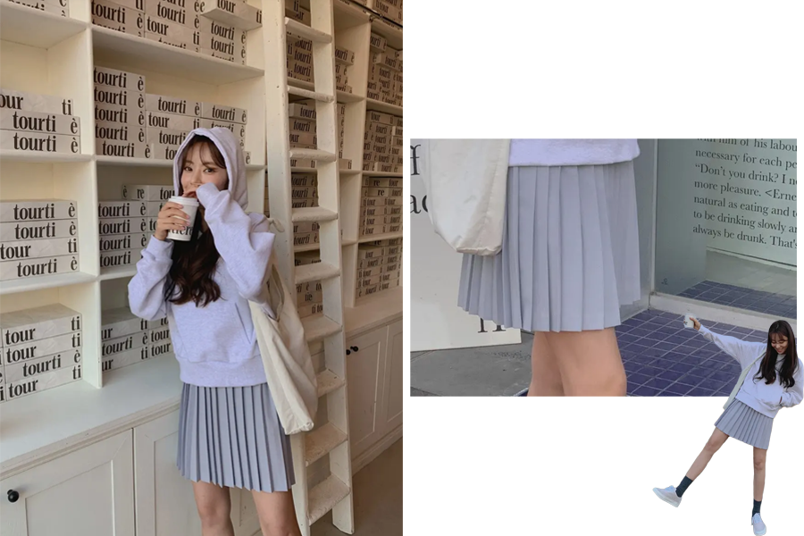 CHERRY KOKO日常百褶裙，適合波浪型體型使用豐富褶皺設計來優化腿部線條。」