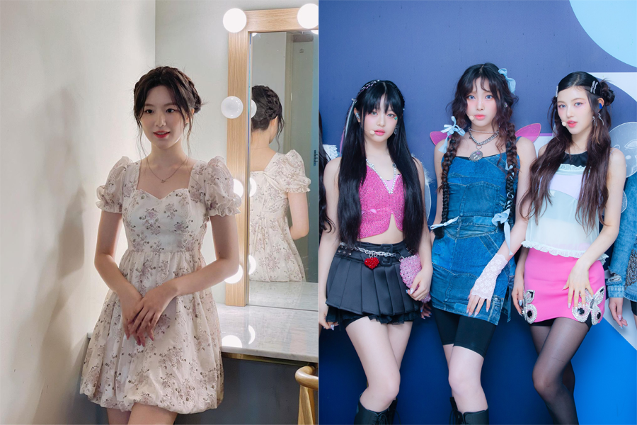 模特展示Fairy-core时尚，搭配蕾丝裙与花卉图案，展现童话般的柔美和活泼形象。