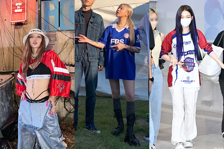 时尚偶像展示Bloke-core风格，穿着运动服与休闲服装混搭，展现运动与都市时尚。