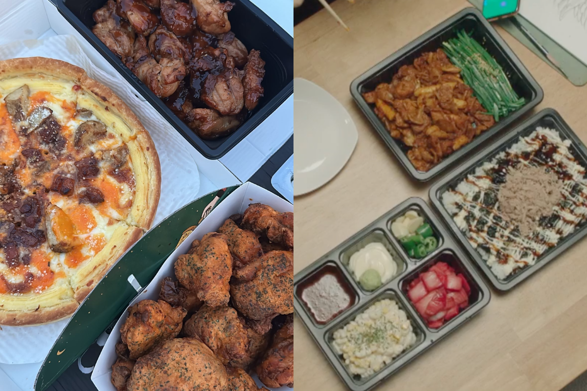 不同的韓劇場景中，有著豐盛的韓式料理擺設。