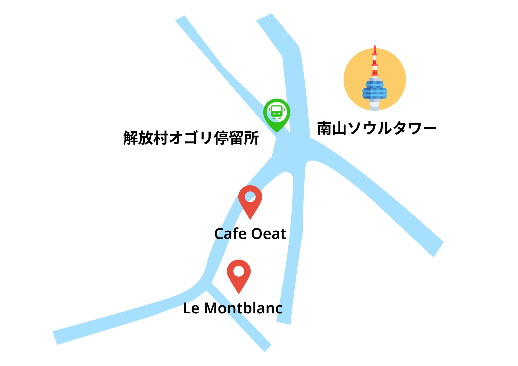 ソウル旅行、渡韓、解放村、ヘバンチョン、龍山、ヨンサン、龍理団キル、ヨンリダンキル、ソウルカフェ、人気スポット、Dotori、Sam Sam Sam、Teddy Beurre House、ルモンブラン、OEAT、ルーフトップカフェ、屋上テラス、グリークヨーグルト