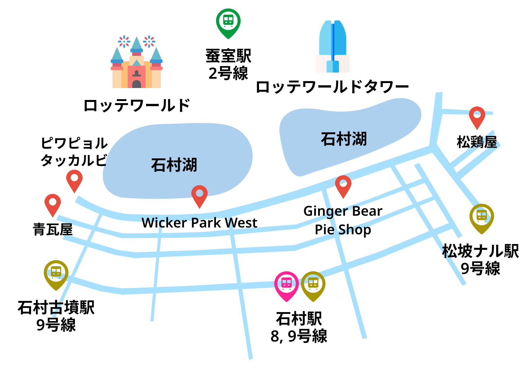 韓国旅行 ソウル 蚕室 ロッテワールド 石村湖 松理団通り ロッテワールドタワー 青瓦屋 k-popアイドル GINGER BEAR 松鶏屋 ピワピョルタッカルビ Creatripパッケージ優待券 WICKER PARK WEST ロッテワールドモール ソウルスカイ 韓国観光公社 K-food