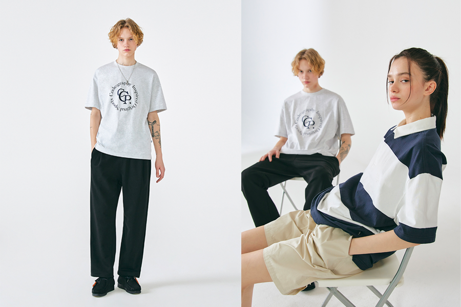 灰色运动套装，Codegraphy LOGO，搭配黑色阔腿裤