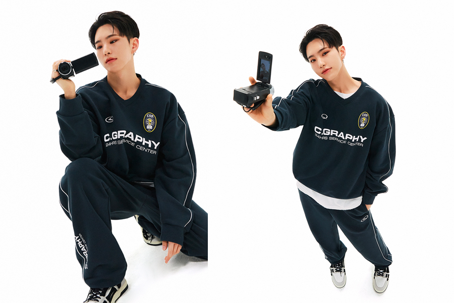深色运动套装，印有C.GRAPHY 标志，Codegraphy系列