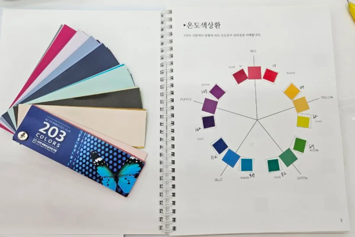 顯示Personal Colour標準色彩板的圖片，用於形象配色和分析課程教學。