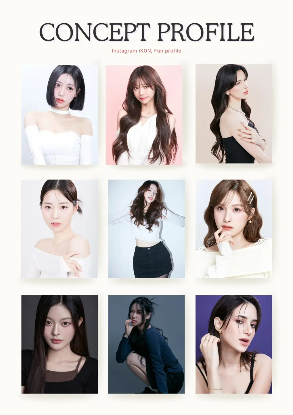 Modelro Studio 主題形象照，展示多種風格的創意肖像拍攝，包括Instagram或其他社交媒體專業形象風格。人物服裝多樣，背景選擇能夠突顯個人特色。