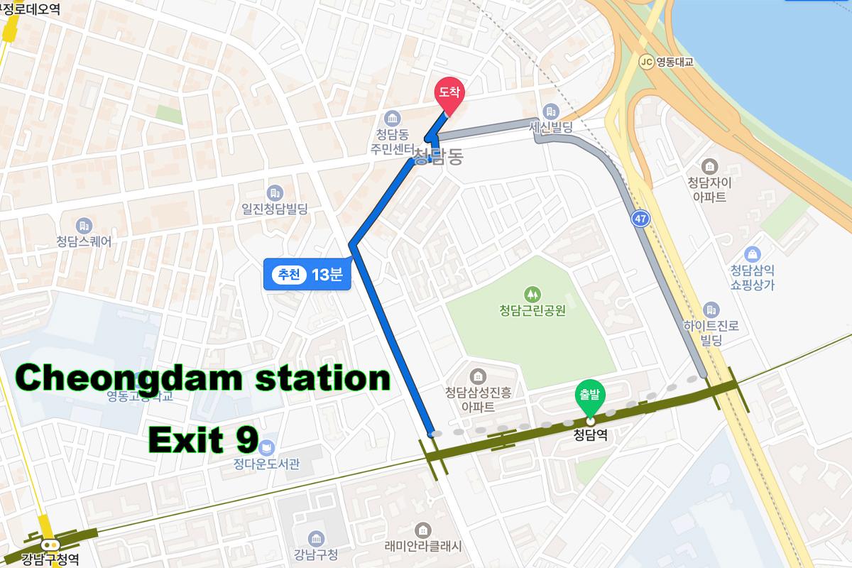 韓國化妝 韓國髮型屋 韓國妝髮 江南髮型屋 首爾髮型屋 韓星御用化妝師 清潭 Heewon Hair & Make-up 前往方法