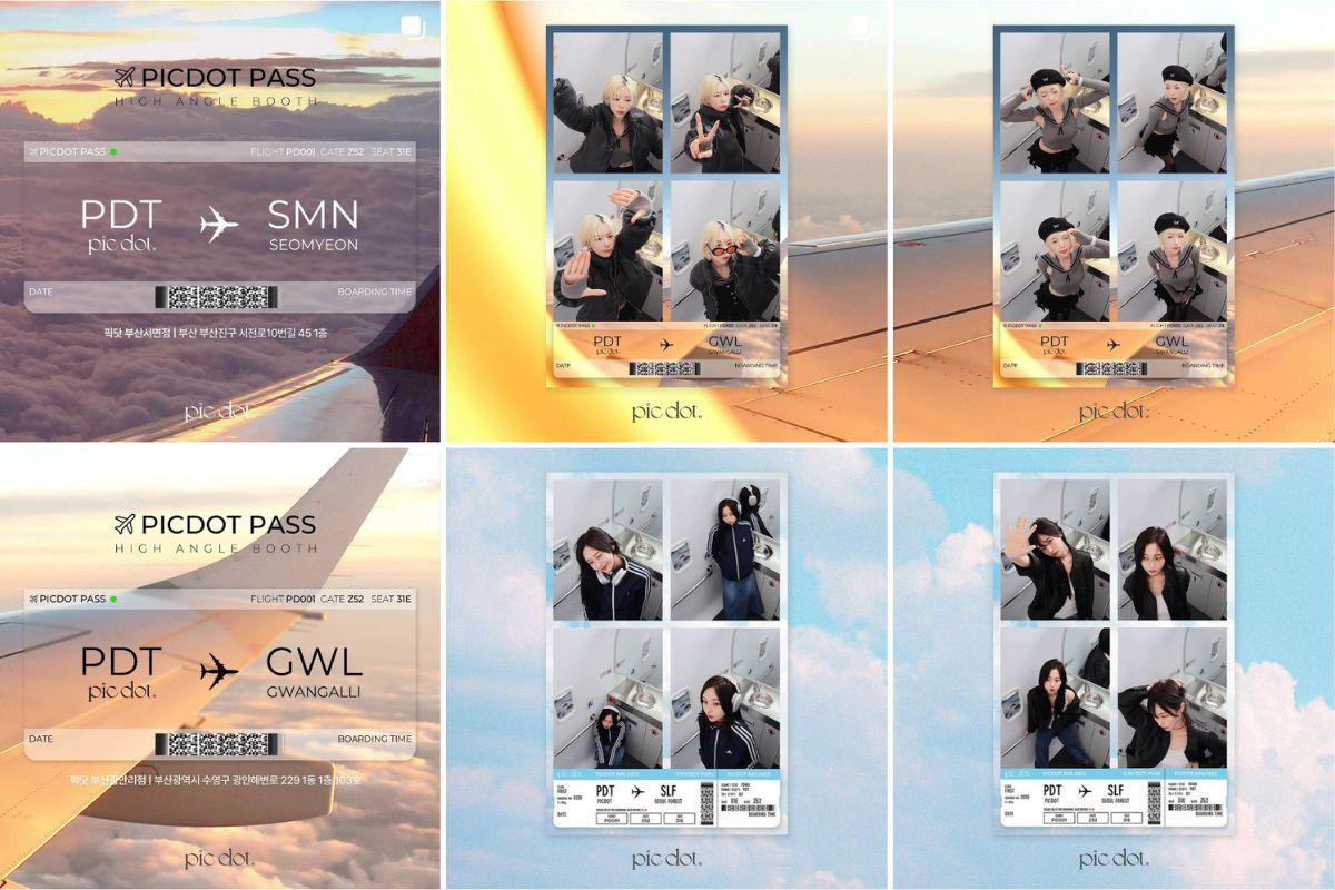 韩国pic dot.拍贴机在釜山分店的宣传海报，标榜24小时营业与多样化的拍摄体验，适合旅游打卡的创意之选。