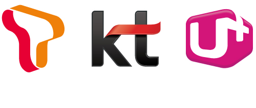 SKT, KT, LGU+ 的标志，韩国的主要电信服务运营商。