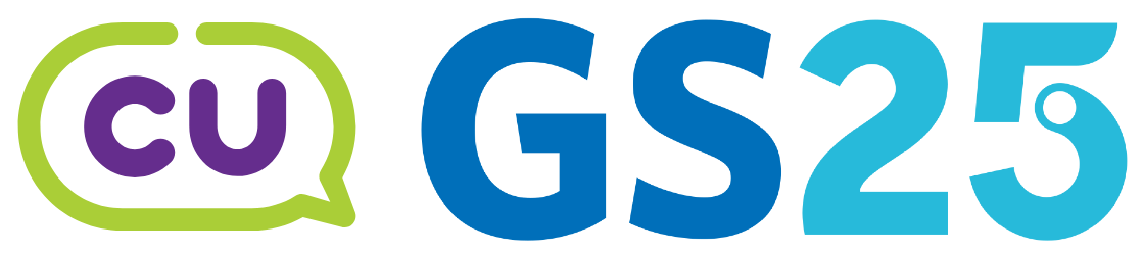 Logos of CU and GS25 convenience stores in Korea, known for selling transportation cards at airports.