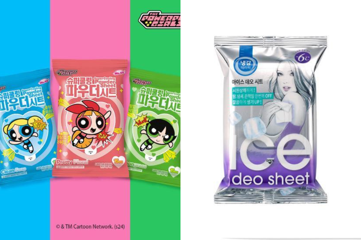Cooling wipes in colorful packages available in South Korea for a refreshing experience during the summer.