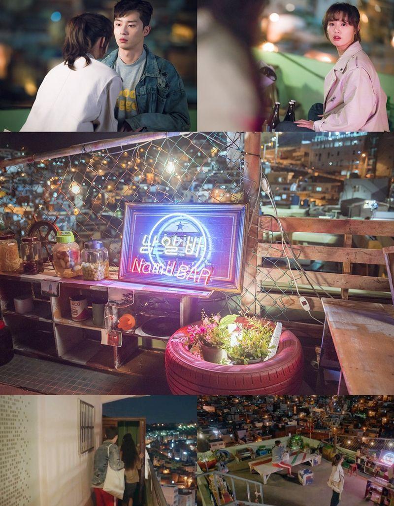 韩剧《三流之路》的场景，酒吧里的夜晚布置及璀璨灯光。