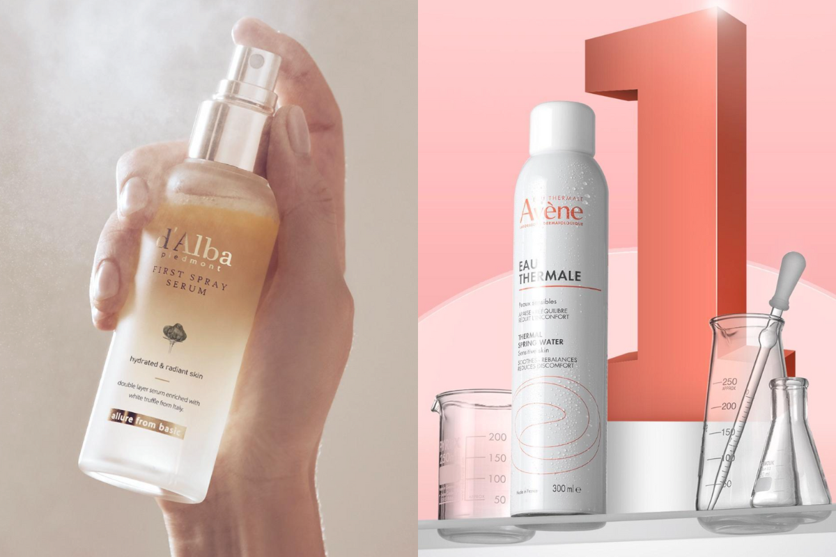 Prodotti cosmetici idratanti, come spray per il viso, disponibili in Corea del Sud.