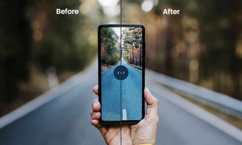 模仿手术前后对比视力清晰度的图片，突出手术改善视力清晰度的显著效果。