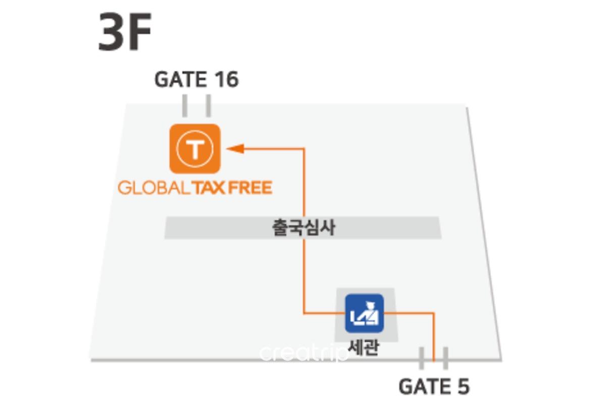 済州空港3階のタックスリファンド案内図