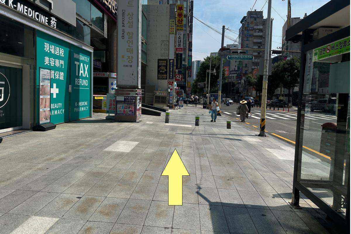 Street crossing ahead from Seomyeon Station Exit 7