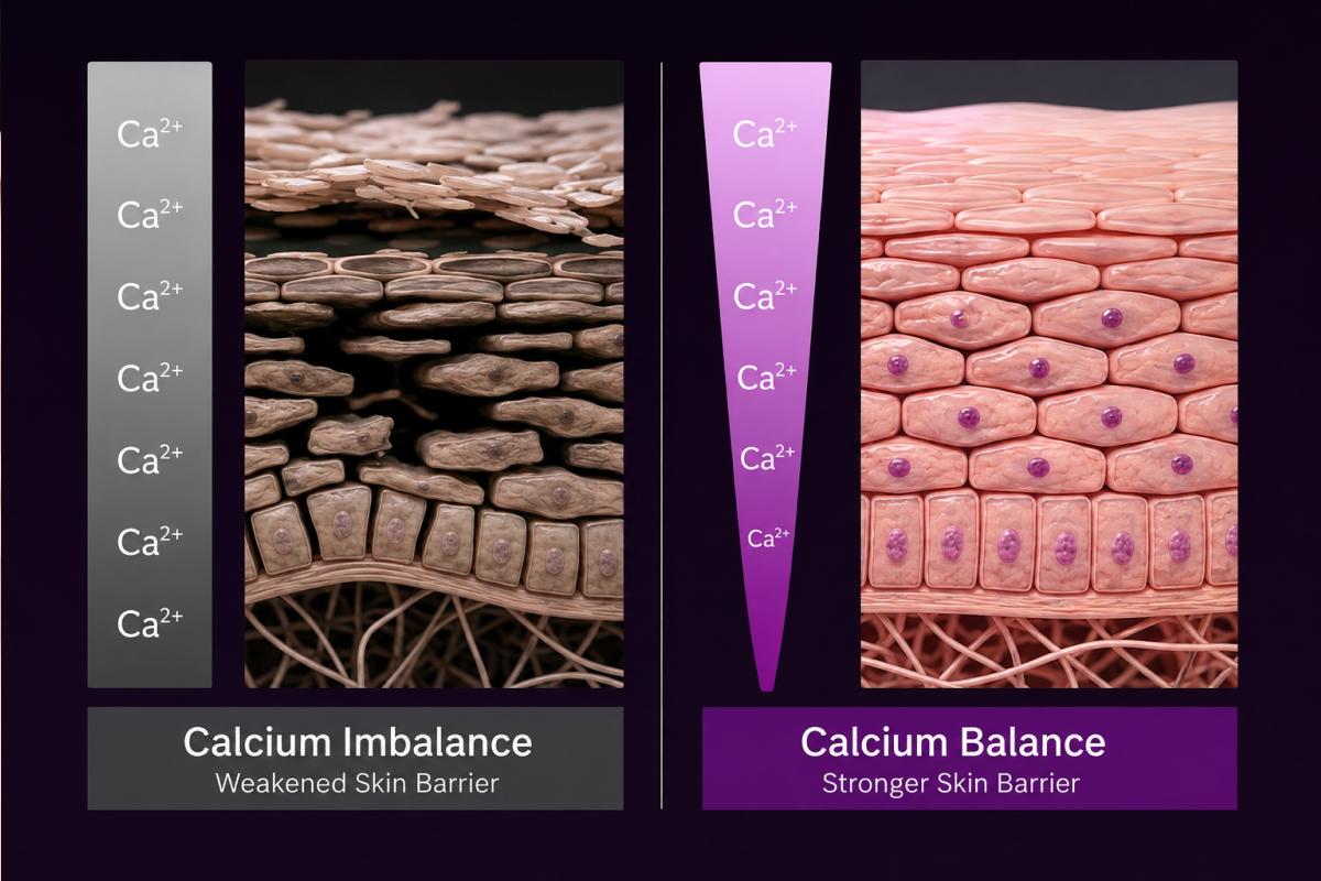 Diagram showing the calcium concentration gradient across layers of the epidermis